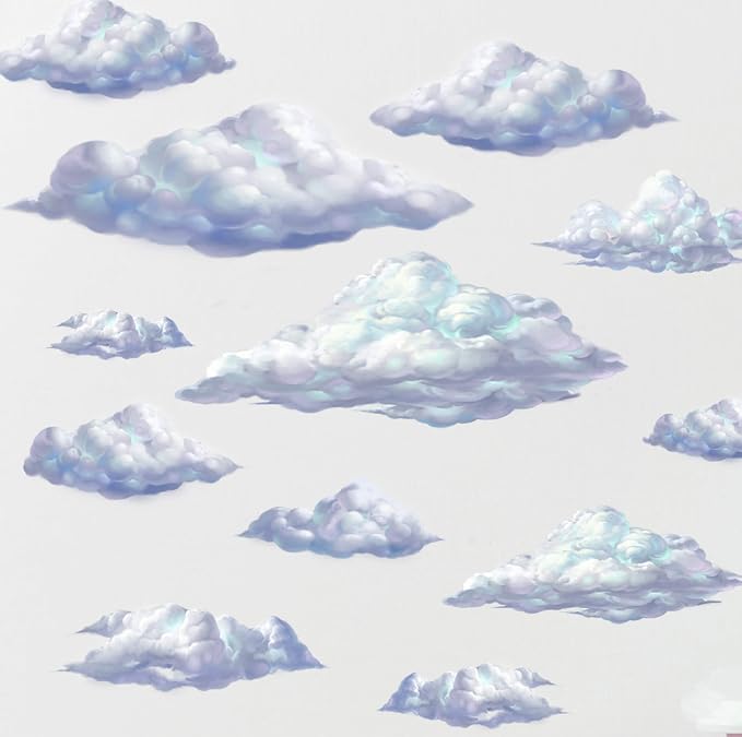 Create-A-Mural Sky Cloud Wall Decals Beautiful Cloud Wall Stickers Girls Wall Art Stickers for Bedroom Peel and Stick Kids Room Decor Nursery Toddler Teen Decorations Playroom Birthday Gift by Create-A-Mural