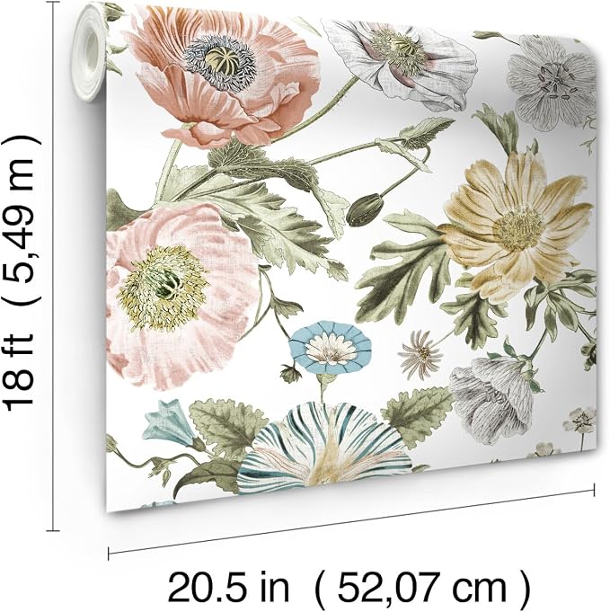 RoomMates Vintage Poppy Pink Peel & Stick Wallpaper - Image 9