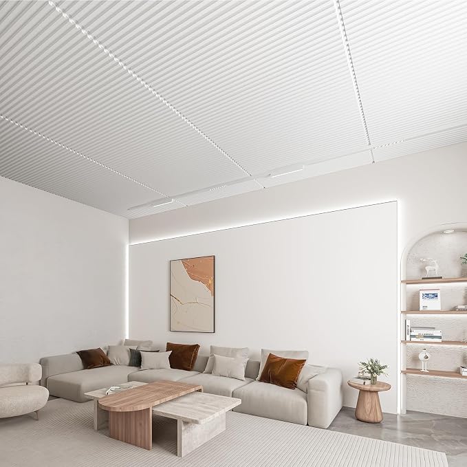 Art3d Fluted Slat 3D Wall Panels, Drop Ceiling Tiles, 6-Pack, White | 24" x 48" , Lightweight, Break-Proof, Compatible with Grid System, Ideal for Home, Commercial Spaces - Image 3