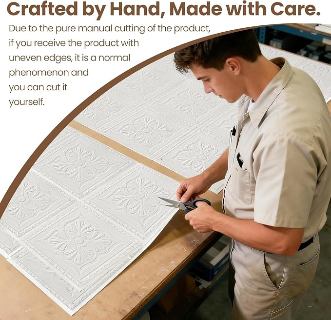 Ceiling Tiles Peel and Stick, 32 Pcs Ceiling Tiles Foam | Covered 42 Sq.Ft, Easy to Install and Cut for Ceil and Interior Wall Decor, Plain White（13.8 x 13.8 inch） - Image 5
