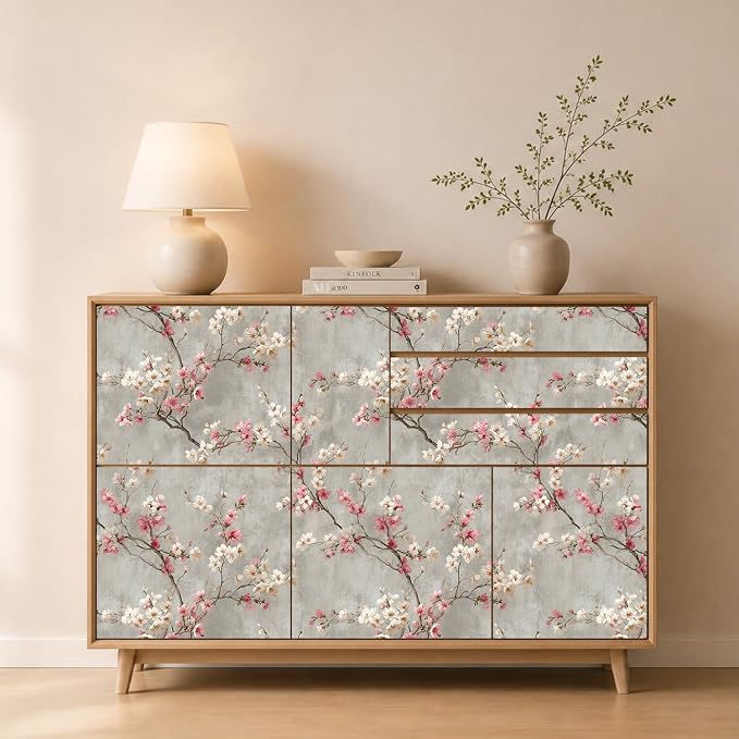 Dusty-Toned Branch Flower Removable Self-Adhesive Wallpaper for Bedroom & Living Room Decor 17.7×236 Inch,Waterproof Wall Covering for Accent Walls, Apartment, Nursery - Image 3
