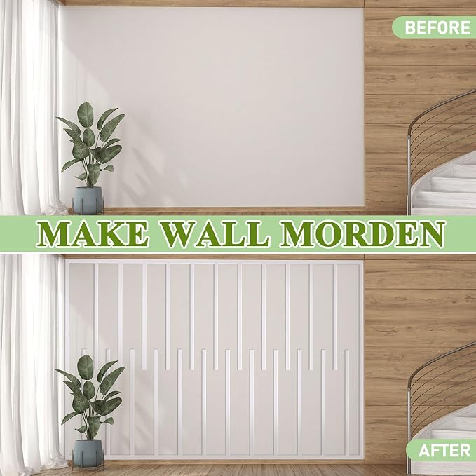 Pangda Peel and Stick Wall Molding Kit,Classic Style | Wall Molding Kit, Living Area Decor, Premade Wainscoting Panels Accent Panel for Home, Office, Hallway, Dining Room - Image 6
