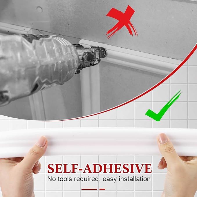 32.8ft x 1.6 Inch Flexible Peel and Stick Molding Trim for Wall, Baseboard, Backsplash, Tile Edge, Chair Rail, Mirror-self Adhesive Moulding Trim for Bathroom Wall Door Floor Window, White - Image 4