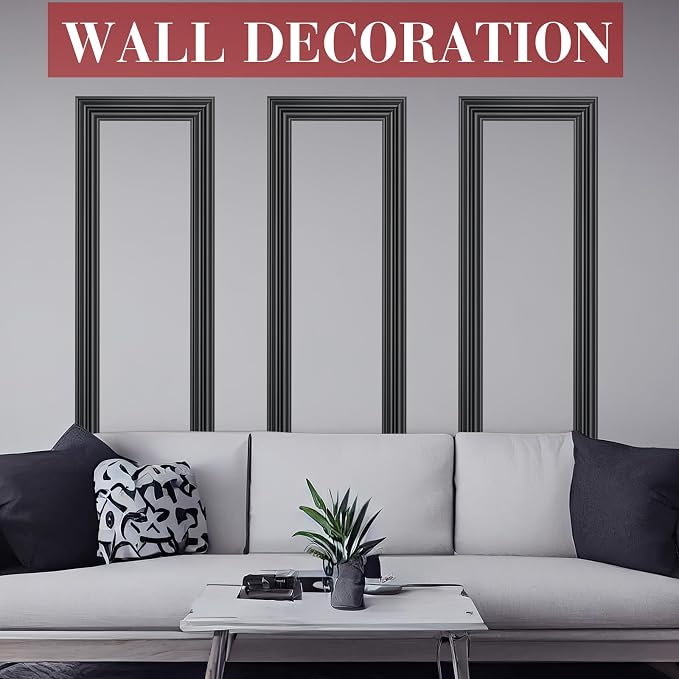 32.8ft x 2.36 Inch Flexible Peel and Stick Molding Trim for Wall, Baseboard, Backsplash, Tile Edge, Chair Rail, Mirror-self Adhesive Trim for Bathroom Wall Door Floor Corner Window, Black - Image 4