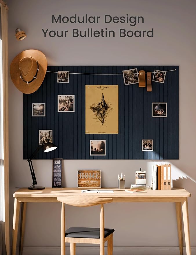 Fluxynara 48" x 36" Large Felt Bulletin Board, Carbon Blue | 12 Pack Cork Board Alternative with 60 Safe Adhesive Tabs, Pin Boards for Wall Decor, Home, Office, Classroom,Dorm - Image 6