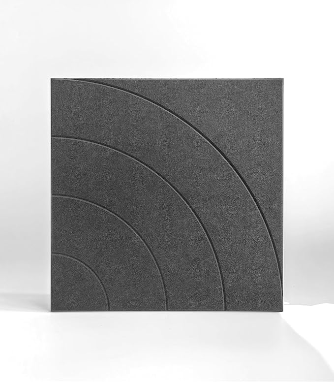 21.65" Large Square Acoustic Panels 4-Pack - Sound Absorbing Wall Panels, Noise Reducing Soundproof Decorative Felt Tiles for Home Office, Studio, Living Room - Gray Black - Image 2