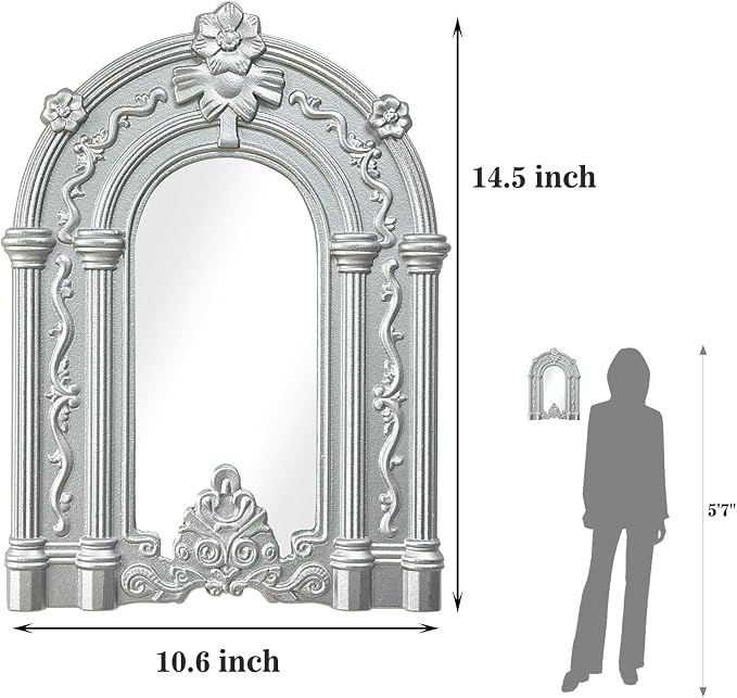 ZEXUIRU 2 Set Rustic Wall Mirrors for Bedroom Bathroom Living Room Entryway Wood Farmhouse Easy to Hang Framed Decorative Accent Hanging Wall-Mounted Mirror Set for Living Room - Silver - Image 7