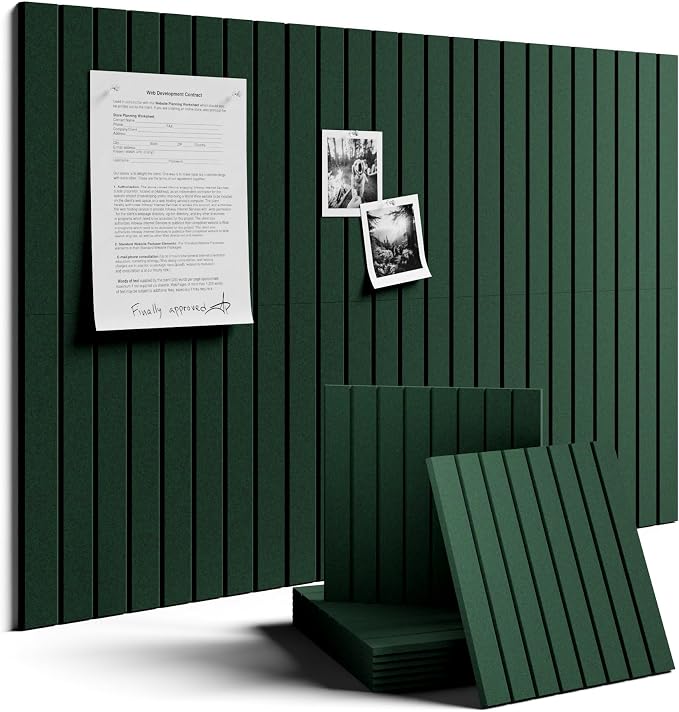 Fluxynara 36" x 24" Large Felt Bulletin Board, Pine Green | 6 Pack Cork Board Alternative with 30 Safe Adhesive Tabs, Pin Boards for Wall Decor, Home, Office, Classroom,Dorm by FLUXYNARA