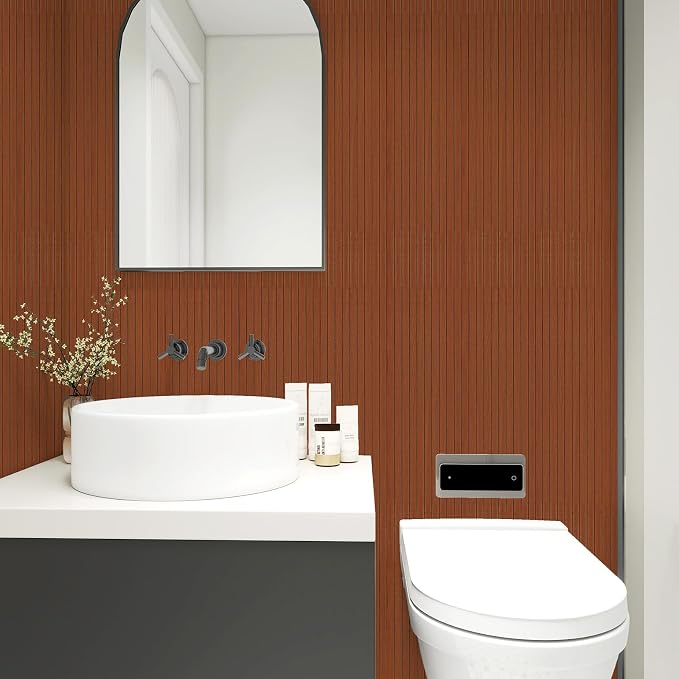 3D Faux Wood Slat Wall Panel – Peel and Stick Self Adhesive Soundproof Foam Board for Interior Wall, Ceiling, Home Theater Decor Faux Walnut 15.7"x236" - Image 9