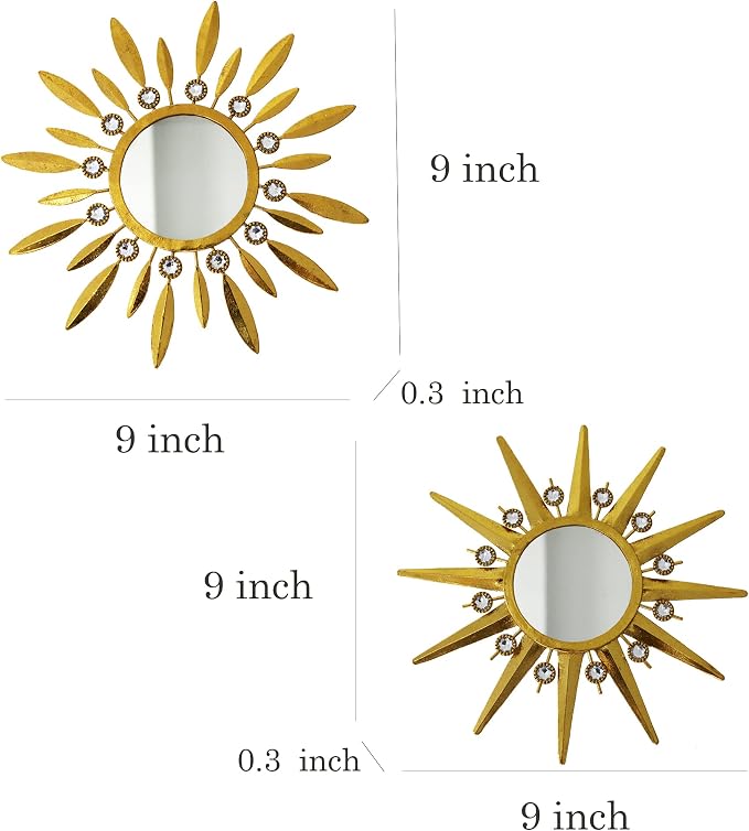 Champagne Gold Round Mirrors for Wall Art Pack of 3 Decorative Mirror - Image 6
