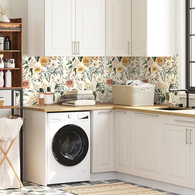 Livebor Vintage Floral Peel and Stick Wallpaper for Bedroom 17in x 590.5in | Floral Contact Paper Self Adhesive Wallpaper Waterproof Vinyl Removable Boho for Bathroom Shelf Cabinet Decor - Image 4