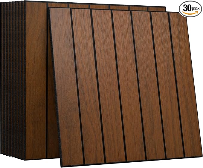 CUCOS Wood Slat Wall Panels Peel and Stick 12"x12" | Self Adhesive PVC Wall Panels for Accent Wall, Waterproof Wall Decor for Living Room Bedroom Office, Dark Brown by CUCOS