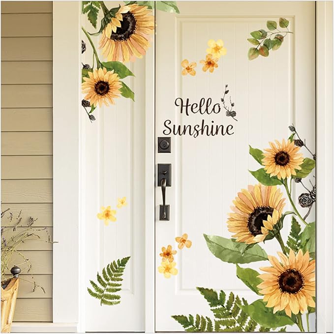 Sunflower Wall Stickers, 3D Yellow Flower Wall Decals, Easy Peel and Stick Wallpaper, DIY Removable Wall Art Mural for Bathroom, Bedroom, Nursery, TV Shower Door Home Decor - Image 3
