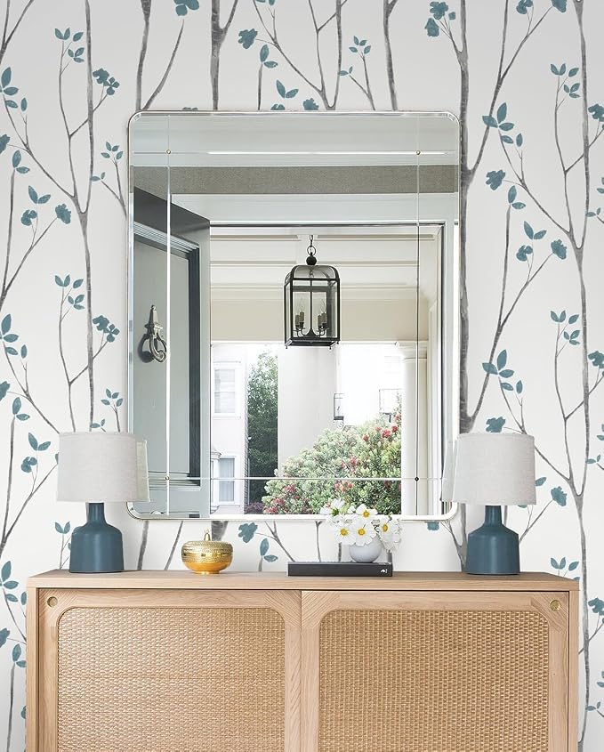 Timeet Peel and Stick Wallpaper White and Blue Floral Wallpaper Boho Leaf Contact Paper Self Adhesive Removable Wall Paper for Bedroom Bathroom Cabinet Wall Decoration 16"x78.7" - Image 7