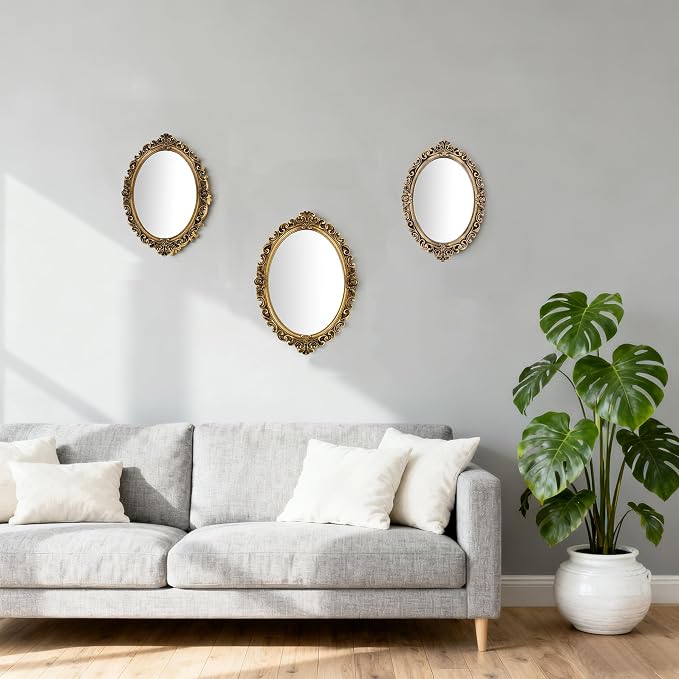12x8.5 inch Resin Frame Vintage Oval Wall Mirror - Image 7
