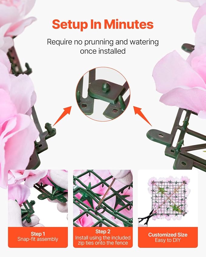 VEVOR 3D Flower Wall Panel, Artificial Floral Wall Background Mesh Backing Mat,Seamless Design&Easy Installation for Wedding Valentines Day Home Baby Party Backdrop Decor,Pink - Image 4