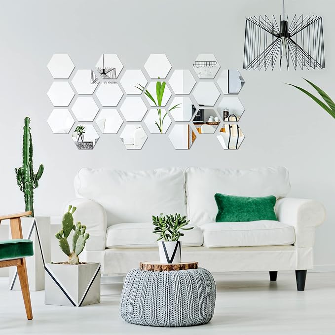 Shappy 32 Pcs Hexagon Mirror Wall Stickers, 12.6 x 11 x 6.3 cm - Image 4
