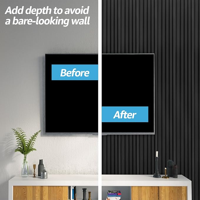 Art3d WPC Wainscoting Panels, 16-Pack 48 x 6 Inch 3D Wall Accents for Interior Wall Decor, Living Room, Bedroom, Black - Image 3