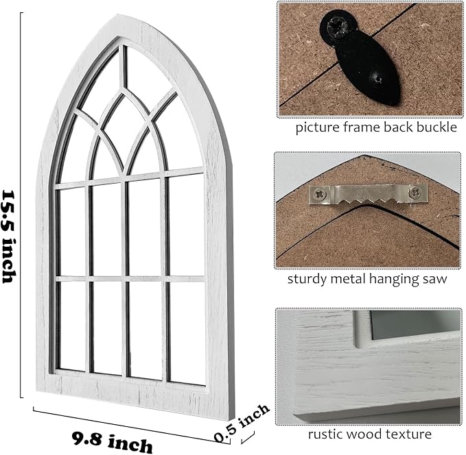 ZEXUIRU 2 Set Rustic Wall Mirrors for Bedroom Bathroom Living Room Entryway Wood Farmhouse Easy to Hang Framed Decorative Accent Hanging Wall-Mounted Mirror Set for Living Room - White - Image 6