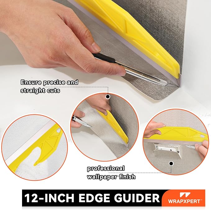 WRAPXPERT Peel and Stick Wallpaper Tools,Wallpaper Smoothing Tool Kit with Smoother,Edge Guider,Paste Brush for Backsplash Tile,Contact Paper - Image 3
