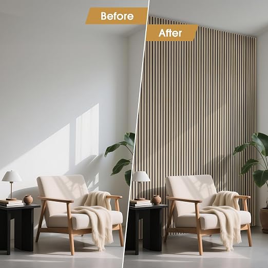 Acoustic Wood Slat Panels, Soundproof Wooden Wall Panels, 3D Fluted Panel for Interior Wall Decor, Living Room, Bedroom (Oak, 106 * 47.2 inch) - Image 5