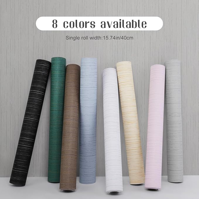 Grey Grasscloth Peel and Stick Wallpaper Vintage Texture Removable Waterproof Wallpaper for Room Walls, Cabinets, Furniture, Drawers, Desk A Set of 15.7"x1200" - Image 2