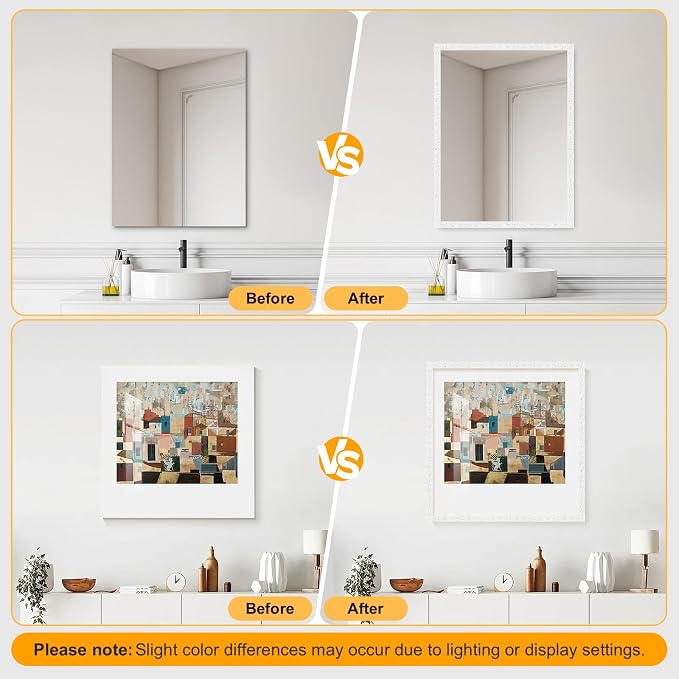 3 Pack 16.4FT White Peel and Stick Crown Molding Trim Kit – Decorative Mirror Border, Flexible Adhesive Trim for Doors, Cabinets & Mirrors - Image 4