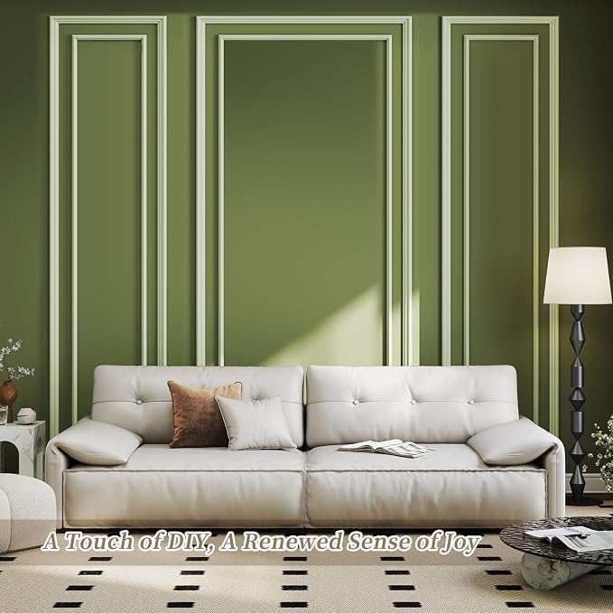 JBER Peel and Stick Wall Molding Kit, 6 Pre-Cut Bilinear Panels, White | Ready-to-assemble pre-cut molding, 3D trim panels for interior wall décor, living room & bedroom accent wall - Image 5