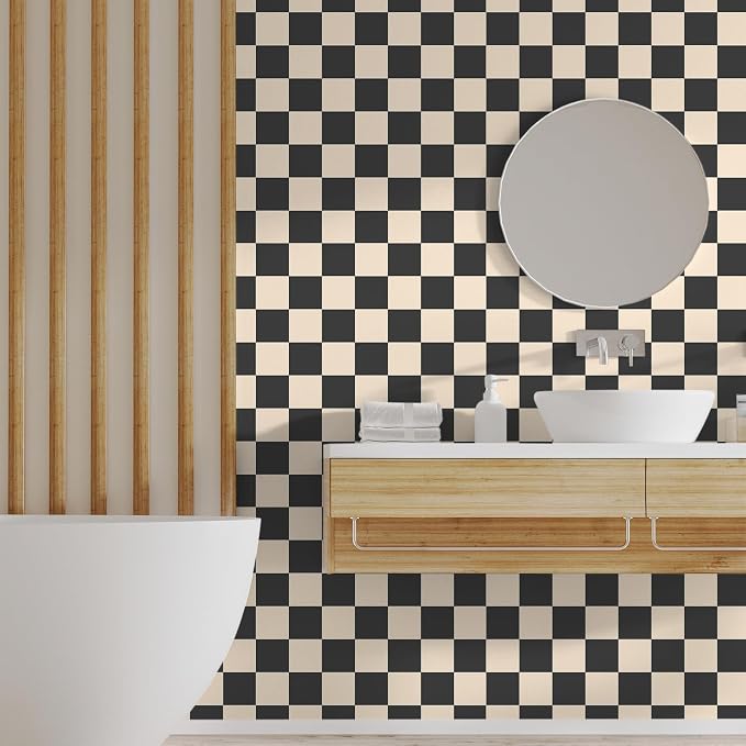 Drydiet Black Brown Checkered Peel and Stick Wallpaper 15.75'' X 118" | Plaid Funky Checkered Contact Paper, Waterproof Contact Wallpaper, Vintage Gingham Decor for Room Bathroom Cabinet, Trendy - Image 6