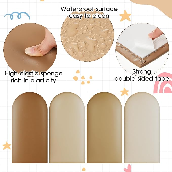 Jetec 4 Pcs Kids Wall Padding Panels, 1.18 Inch Thick Foam Wall Protector, 15.75 x 7.87 Inch Soft 3D Brown Safety Panels for Nursery & Playroom - Image 3