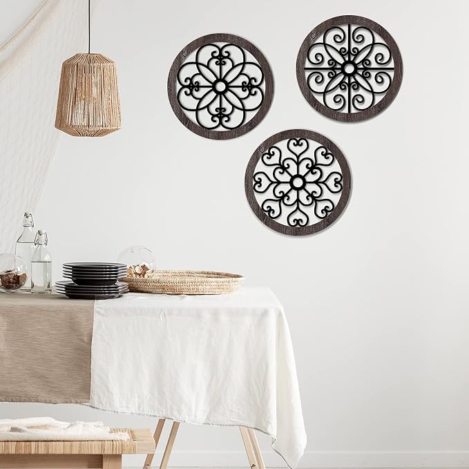 Blulu 3 Pieces Thicken Rustic Wall Decor Farmhouse Wall Art Decor Wood Hanging Decoration for Living Room Bedroom Home Indoor Outdoor Office(Classic Style) - Image 4