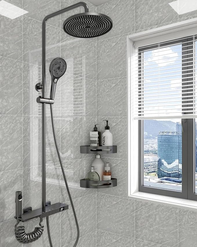WADILE 20PC Peel and Stick Wall Panels 11.8 x 11.8 Dark Grey | Marble look, Self adhesive, PVC Panels, Lightweight Foam Wall Panels, Bathroom, Kitchen, Not Real Tile - Image 5