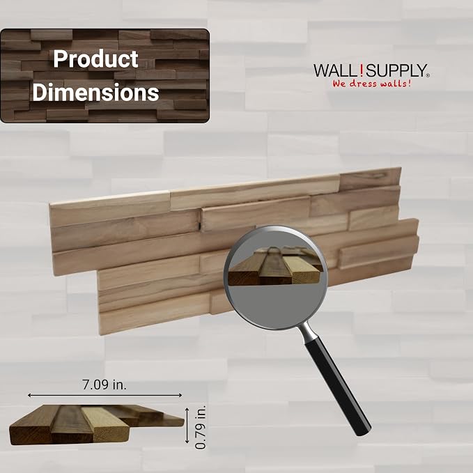 Wall!Supply 3D Wall Panels – Reclaimed Modern Asian Teak Wood – Home Decor Wallpaper Alternative for Living Room, Bedroom & Office – Easy DIY Installation – 10 Pack, Covers 9.6 Sq Ft | Real Reclaimed Asian Teak, Wallpaper Alternative, Easy DIY Installa... - Image 6