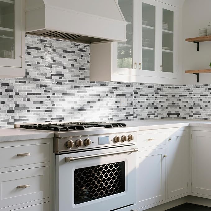 Art3d 10-Sheet Heavy-Duty Peel and Stick Backsplash, Waterproof Wall Tiles Stick on Kitchen Backsplash Living Space, Carrara Grey (Pack of 4) - Image 2
