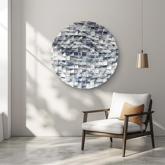 LIUZEYUE - Abstract Blue Line Wood Wall Art, White Background Round Wooden Circle, Modern Minimalist Wall Decor,Round Wood Wall Decor for Office decoration 47.2" by Unknown