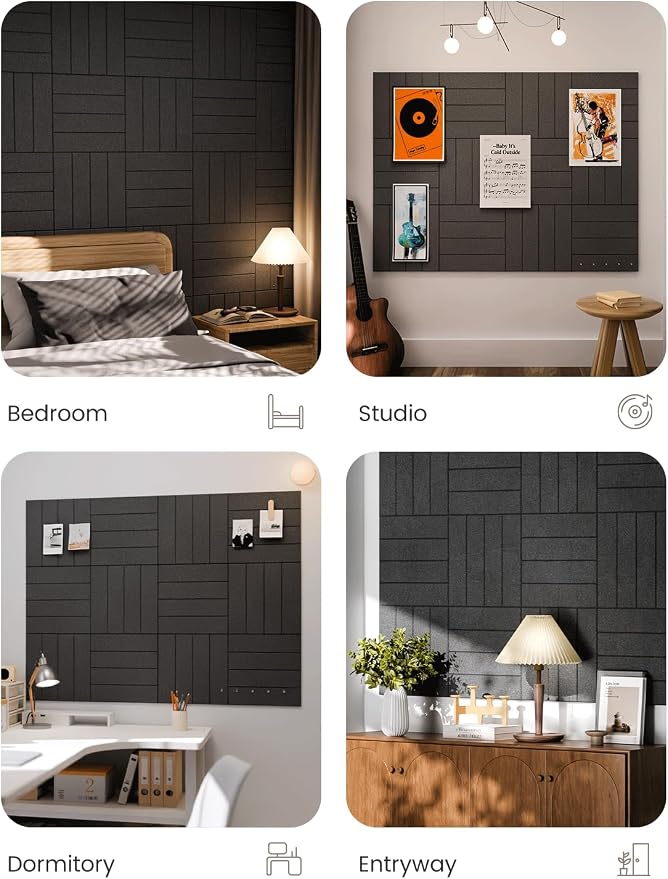 Fluxynara 48" x 36" Large Felt Bulletin Board, Charcoal Gray | 12 Pack Cork Board Alternative with 60 Safe Adhesive Tabs, Pin Boards for Wall Decor, Home, Office, Classroom,Dorm - Image 7