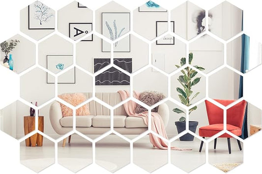 Shappy 32 Pcs Hexagon Mirror Wall Stickers, 11 x 12.6 x 6.3 cm by Shappy