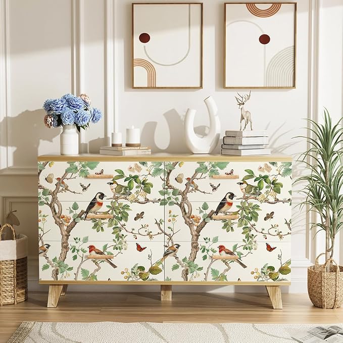 Nukofal Vintage Peel and Stick Wallpaper Bird Contact Paper 16.9inx196.8in | Floral Peel and Stick Wallpaper Floral Bird Wallpaper Boho Self Adhesive Removable Wall Paper for Bathroom Wall Decorative - Image 3