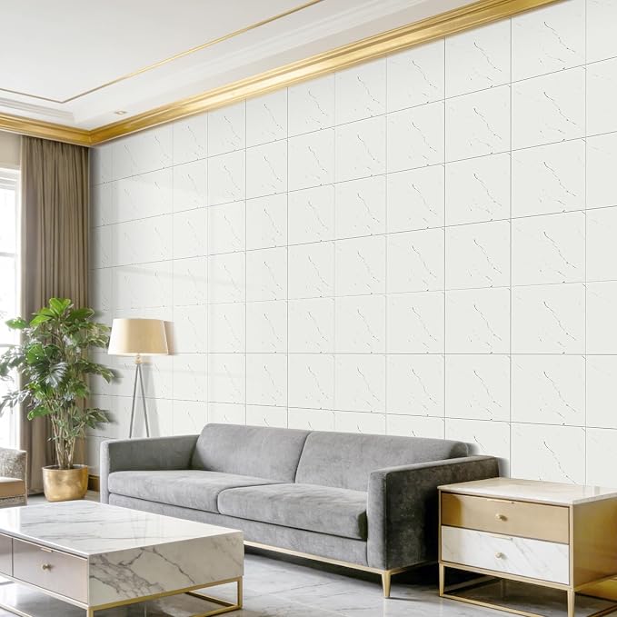 10pcs Peel and Stick Shower Tile Waterproof Off White Marble Tiles Wall Panels 11.8"X11.8" Self-Adhesive Backsplash for Home Bathroom Kitchen Showers (Not Real Tile) - Image 7