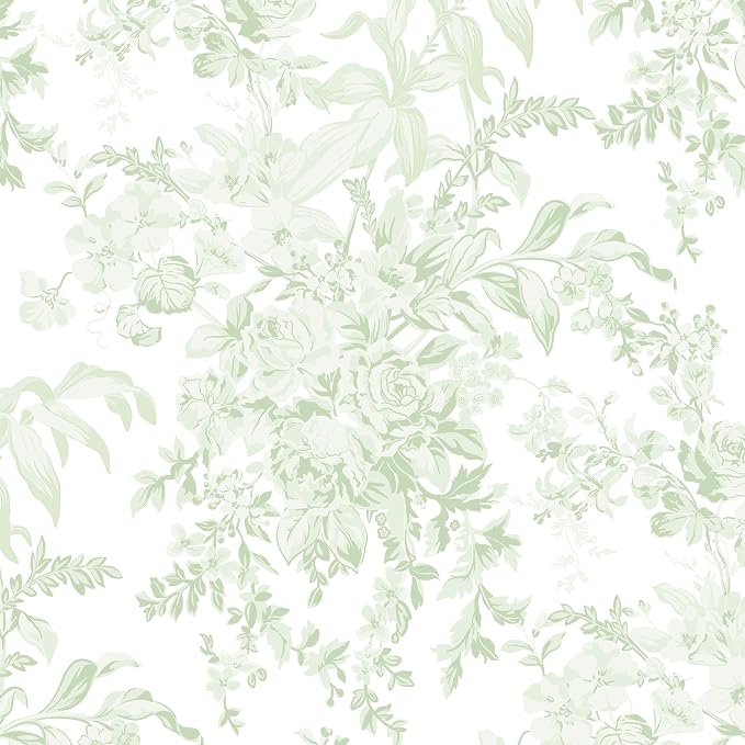 Heroad Green Floral Wallpaper Peel and Stick Wallpaper Flower Contact Paper Removable Self-Adhesive Wall Paper for Cabinets Bedroom Bathroom Stick on Walls Papel Tapiz para Pared 17.3''x78.7'' by HeroadBrand