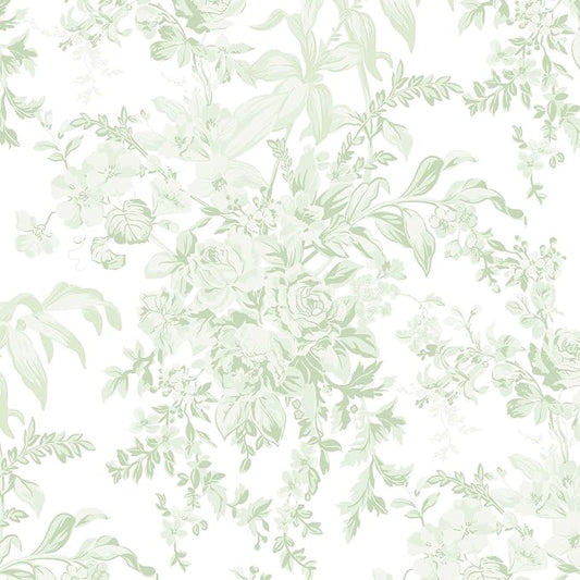 Heroad Green Floral Wallpaper Peel and Stick Wallpaper Flower Contact Paper Removable Self-Adhesive Wall Paper for Cabinets Bedroom Bathroom Stick on Walls Papel Tapiz para Pared 17.3''x78.7'' by HeroadBrand