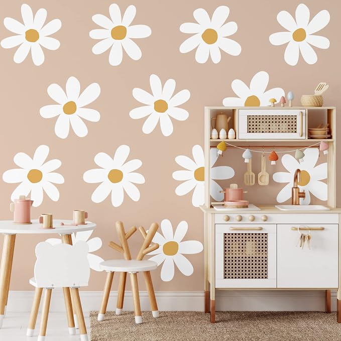 TaoBary 12 Sheet Large Daisy Wall Sticker Decal White Flower Wall Decals | Big Flower Wall Sticker, Floral Decal, Daisy Bedroom Room Decor, Removable Peel and Stick, Nursery Home Wall Decor - Image 5