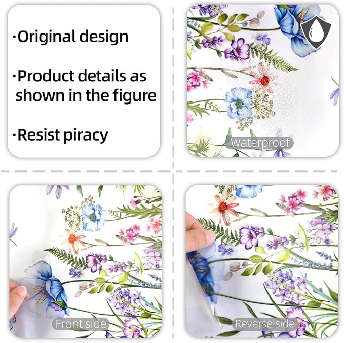 2 Pieces Purple Flowers Wall Decals Vinyl Purple Flowers Wall Stickers Removable Floral Art Murals Peel and Stick Colorful Decor for Girls Bedroom Living Room Nursery - Image 6