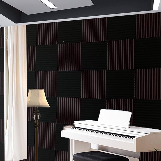 96 Pack Burgundy/Black Absorb the echo Acoustic Foam Panel Wedge Studio Soundproofing Wall Tiles 12" X 12" X 1" - Image 3
