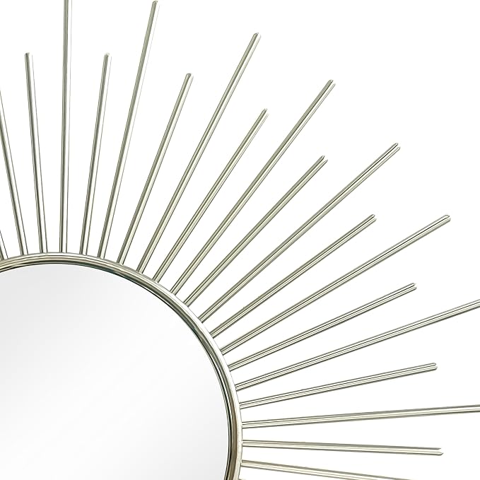 3 Pack Metal Mirrors for Wall Sunburst Wall Mirrors Home Décor Decorative Hanging Wall Art for Living Room Bedroom Entryway (Silver2, Sunburst) - Image 2