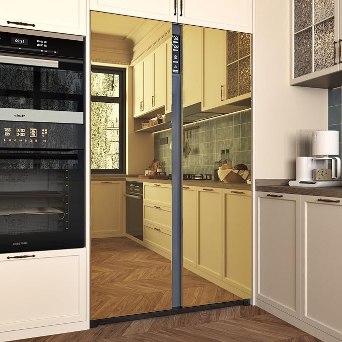 Gold Mirror Wallpaper Mirror Sticker for Wall Wallpaper Glossy Wall Sticker Mirror Metallic Contact Paper Vinyl 15.75"x78" Reflective Non Glass Paper for Refrigerators Cabinets Crafts Countertop - Image 3