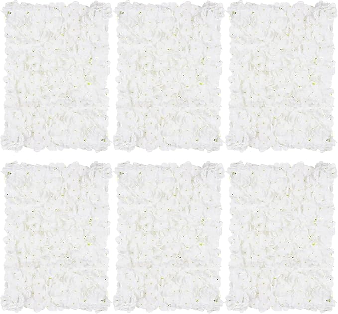 BLOSMON Flower Wall Panel Backdrop - 6 Pcs 24 x 16 Inch White Artificial Hydrangea Floral Backdrop for Wedding Party Baby Bridal Shower Decor, Hanging Fake Silk Flower Backdrop Decoration | 24 x 16 Inch Floral Wall for Wedding Party Baby Bridal Shower ... by Blosmon