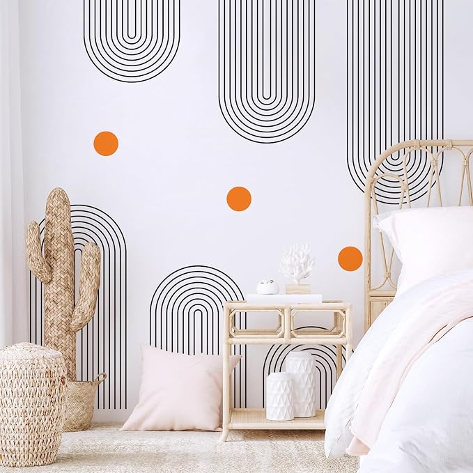 Boho Mid-Centur Arch Wall Decals Peel and Stick, Large Sun Removable Wall Stickers & Murals, Removable Leaves Home Decor Art for Bedroom Living Room Classroom Office - Image 5