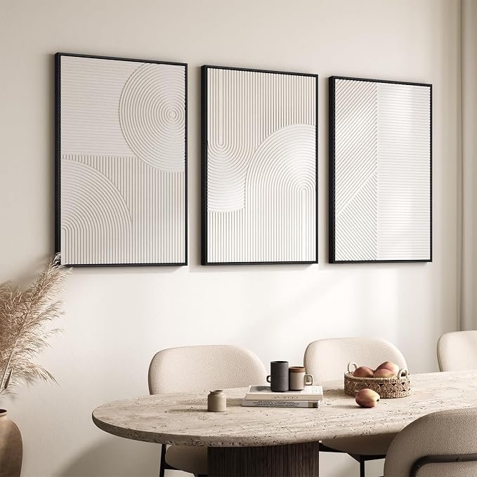 Large 3D Textured Modern White Abstract Wall Art for Living Room, 3 Piece | Solid Wood Framed Artwork for Walls, Set of 3 All White Texture Paintings, 24x36 In Big Pictures Wall Decor Bedroom Office - Image 5