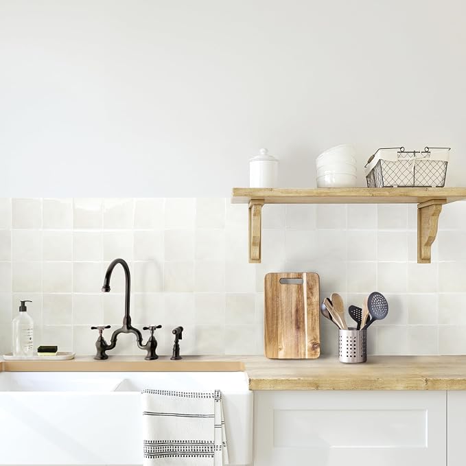 Smart Tiles Peel and stick backsplash, Zellige Chalk White, 9"x9" - Image 2